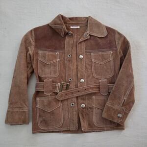 Vintage Brown Leather Belted Chore Jacket 4t